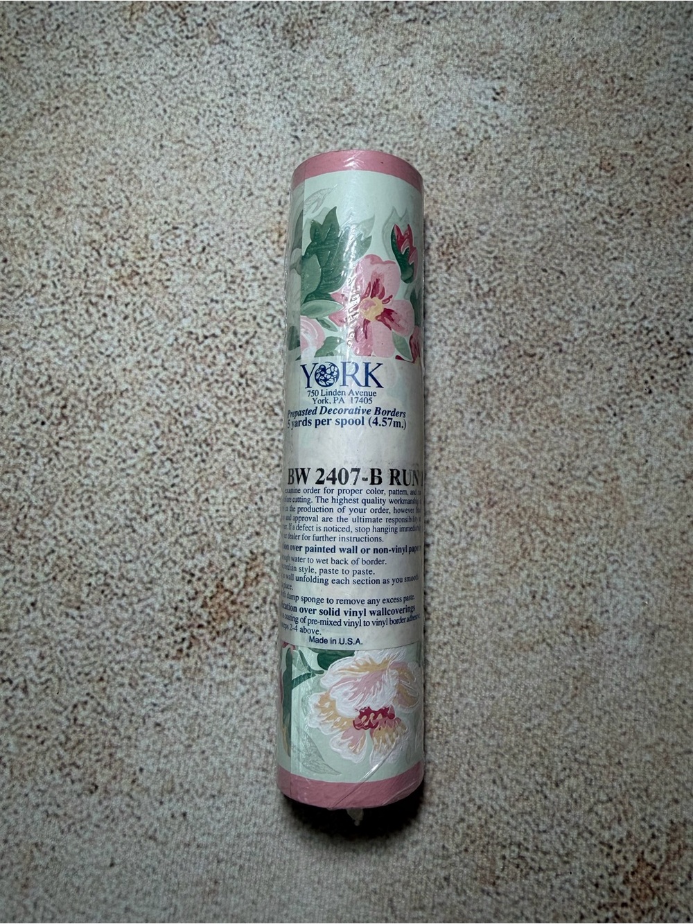 Vintage York Floral Wallpaper Border - Pink & Green